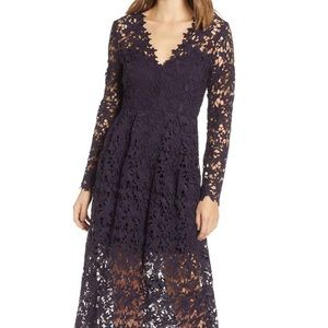 Astr The Label Blue Lace Long Sleeve Dress